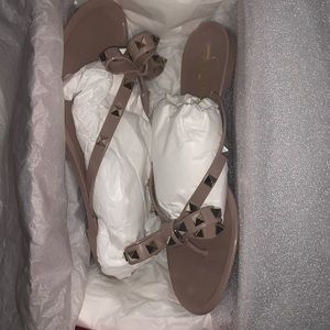 Valentino Garavani pink rock stud thong sandals